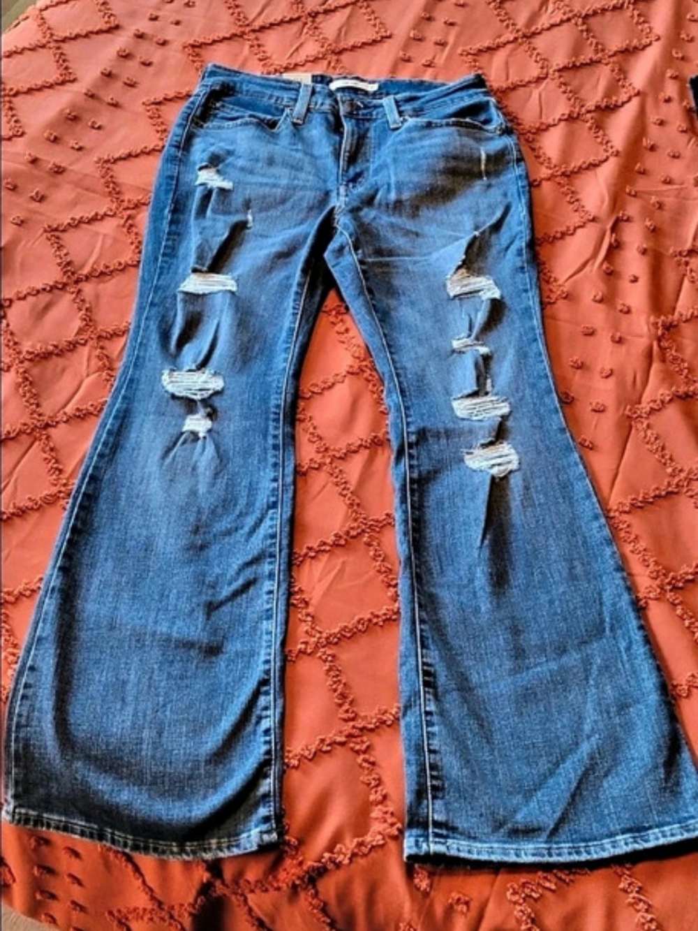 Levi's 726 Low Boot Jeans Distressed Blue Jeans Waist 30 x 30